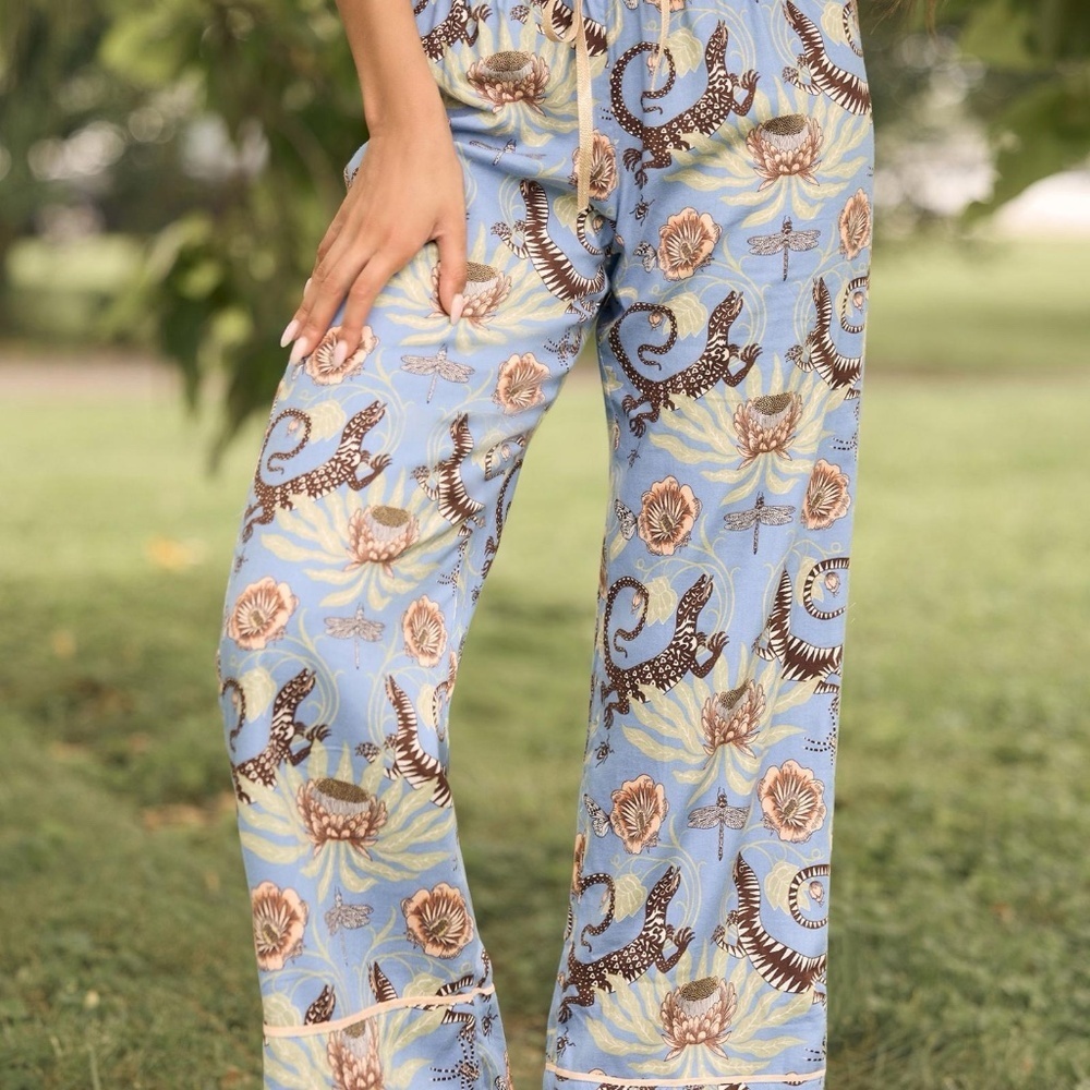 NWT Anthropologie Wide Leg Pajama Bottoms   Victoria Garcia Small - Picture 2 of 4